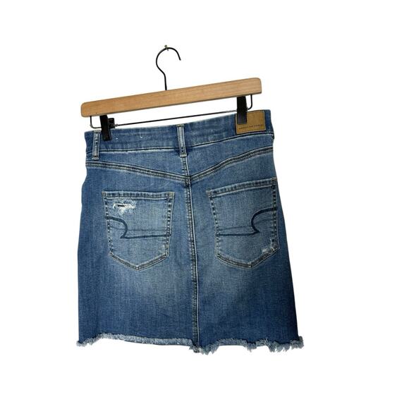 American Eagle Women’s Denim Skirt Size 8 Curvy Hi rise mini 8 long - Picture 3 of 4